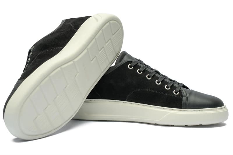 Black leather and suede sneakers