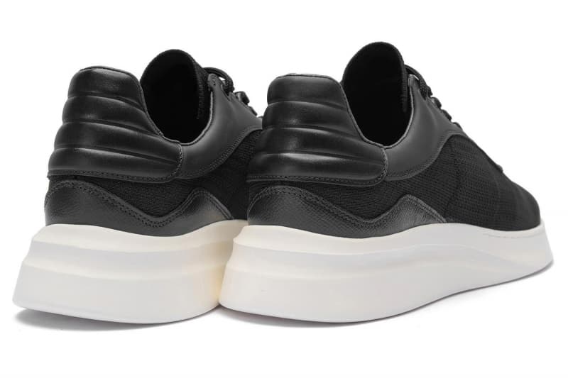Black genuine leather sneakers