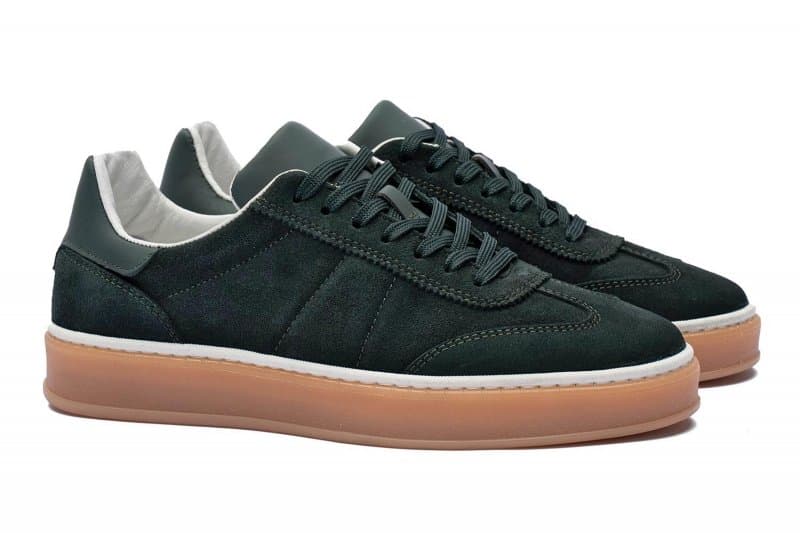 Green suede sneakers