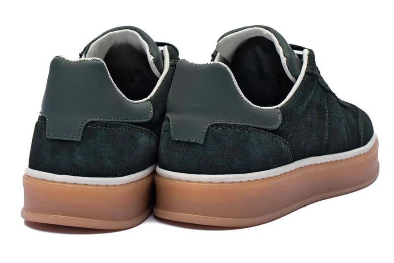 Green suede sneakers