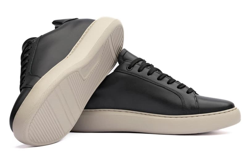 Black genuine leather sneakers