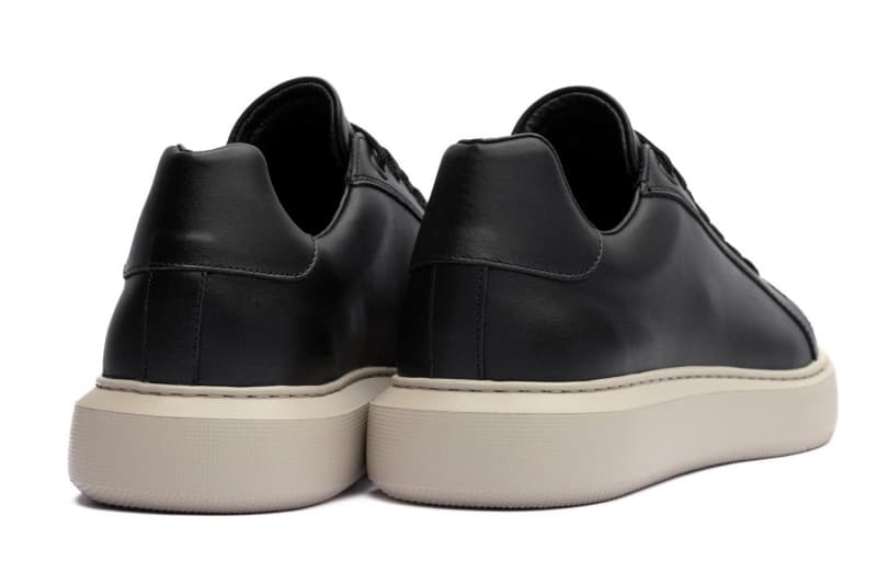 Black genuine leather sneakers