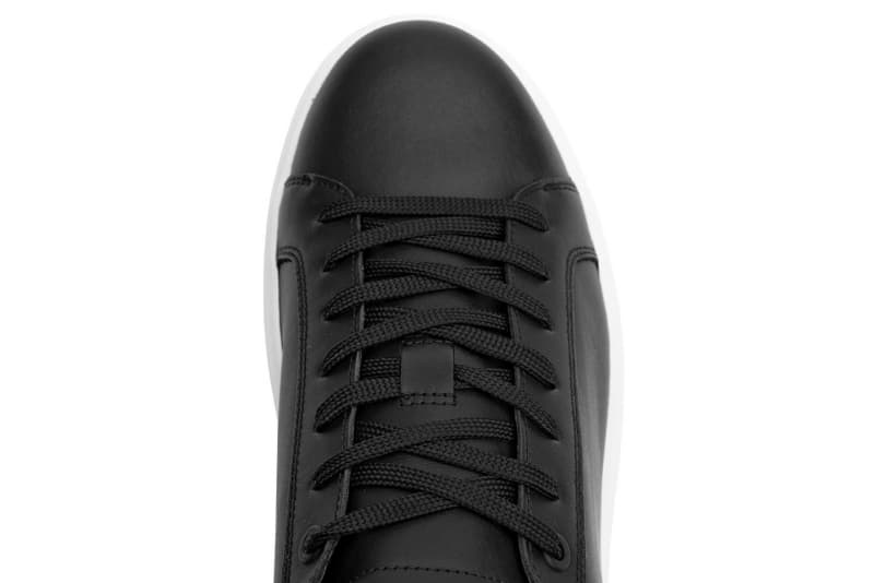 Black genuine leather sneakers