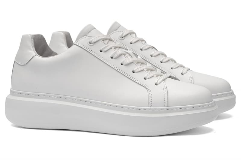 White natural leather sneakers