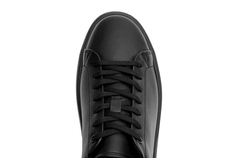Black genuine leather sneakers
