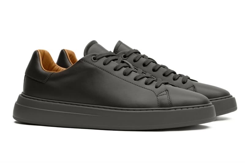 Khaki natural leather sneakers