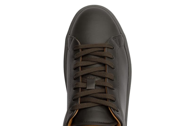 Khaki natural leather sneakers