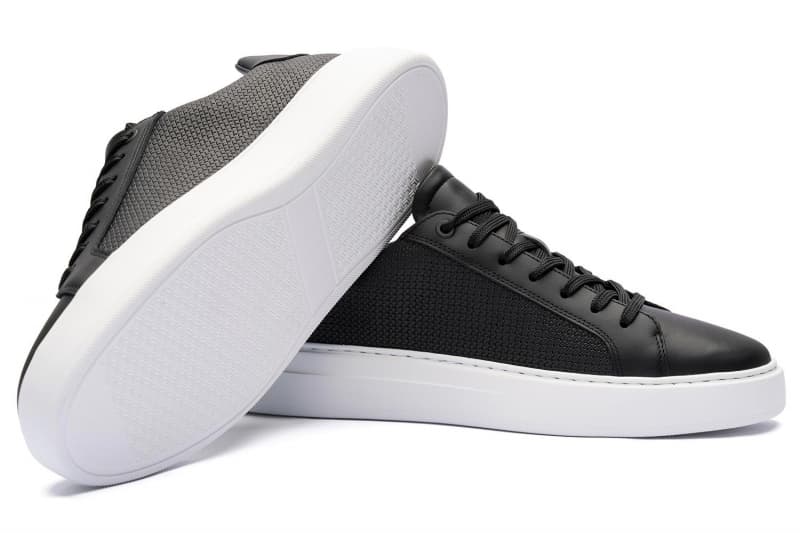 Black genuine leather sneakers