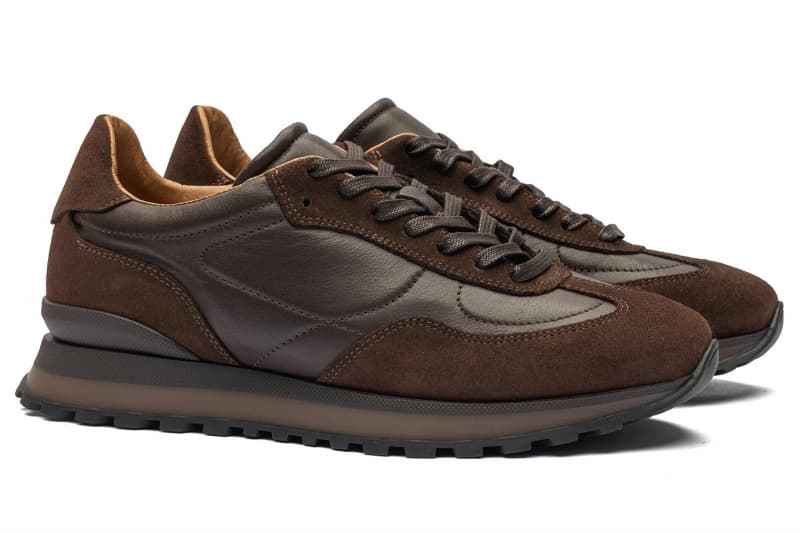 Brown natural leather sneakers