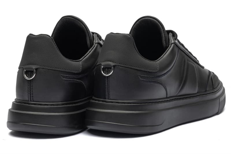Black genuine leather sneakers