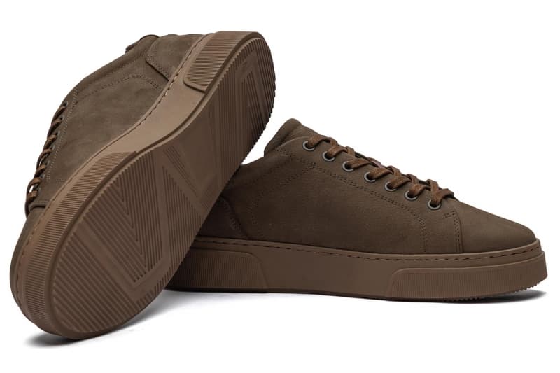 Brown Nubuck Leather Sneakers
