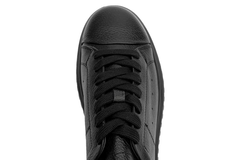 Black genuine leather sneakers