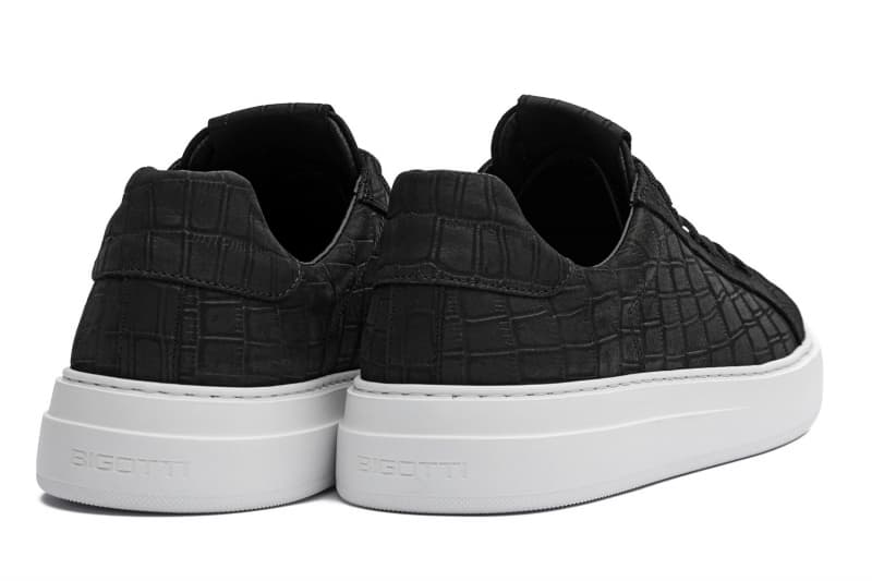 Black genuine leather sneakers