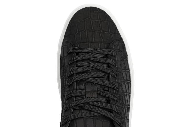 Black genuine leather sneakers