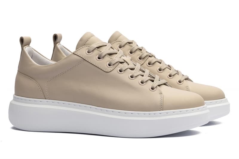 Natural leather beige sneakers